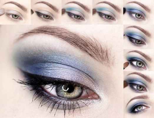 Вечерний макияж фото для серо голубых глаз