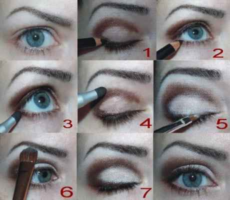Вечерний макияж для серо голубых глаз пошаговое фото в домашних условиях