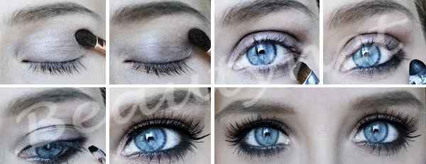 Дневной макияж для голубых глаз пошаговое фото в домашних
