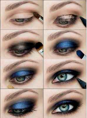 Вечерний макияж для голубых глаз пошаговое фото в домашних
